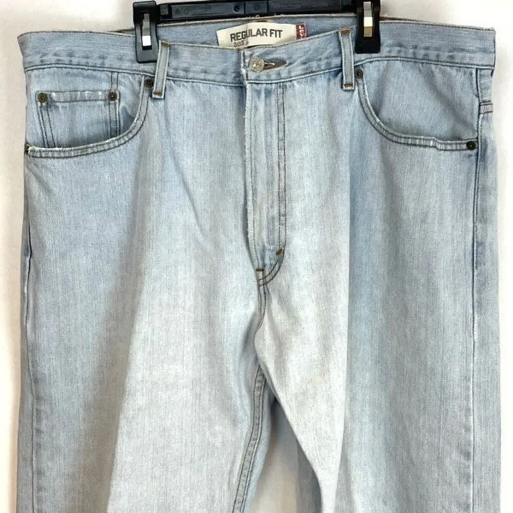 Levi's‎ 505 Jeans Men's W40 L30 Blue Denim Regular Fit Straight Leg Light Wash